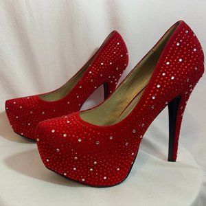 Rhinestone Pumps Red Sz.10